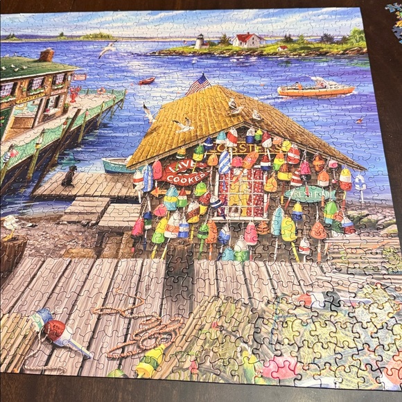 White Mountain Lobster Pound Puzzle. 1000 pieces. Complete. Has poster - Picture 7 of 8